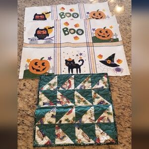 Lot of 3 Holiday Placemats (2) Halloween and (1) Christmas Colorful & Cute NEW!